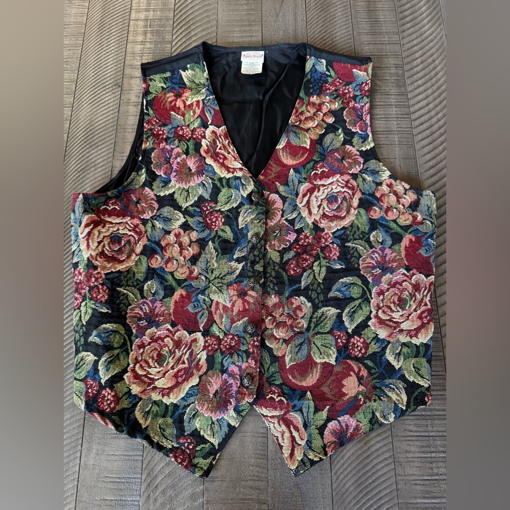 Bobbie Brooks Vintage Floral Tapestry Vest Women’s Size Large